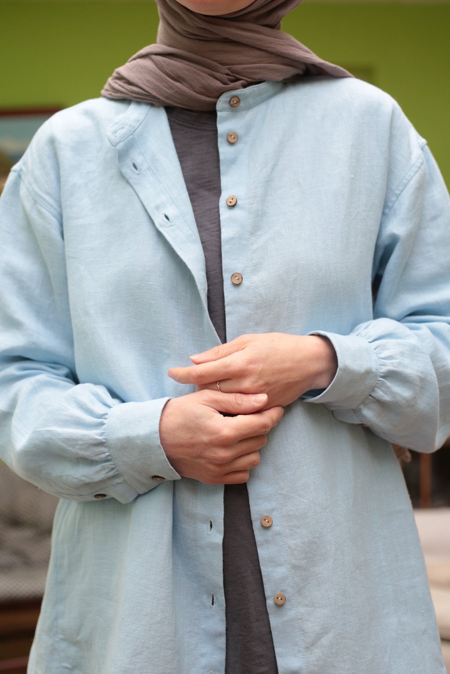 Traveller Linen Relaxed-fit Shirt shirt for women in Sky Blue colour