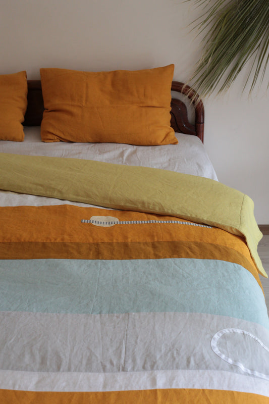 Patchwork linen duvet cover - US Queen size