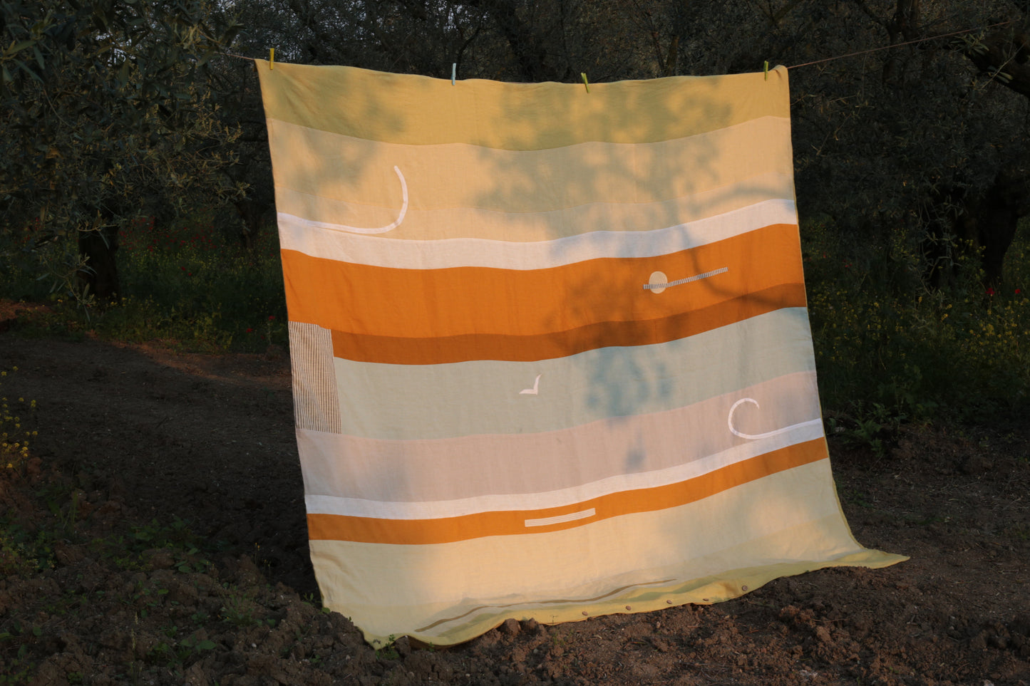 Patchwork linen duvet cover - US Queen size