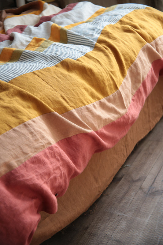 Patchwork linen duvet cover - US Queen size