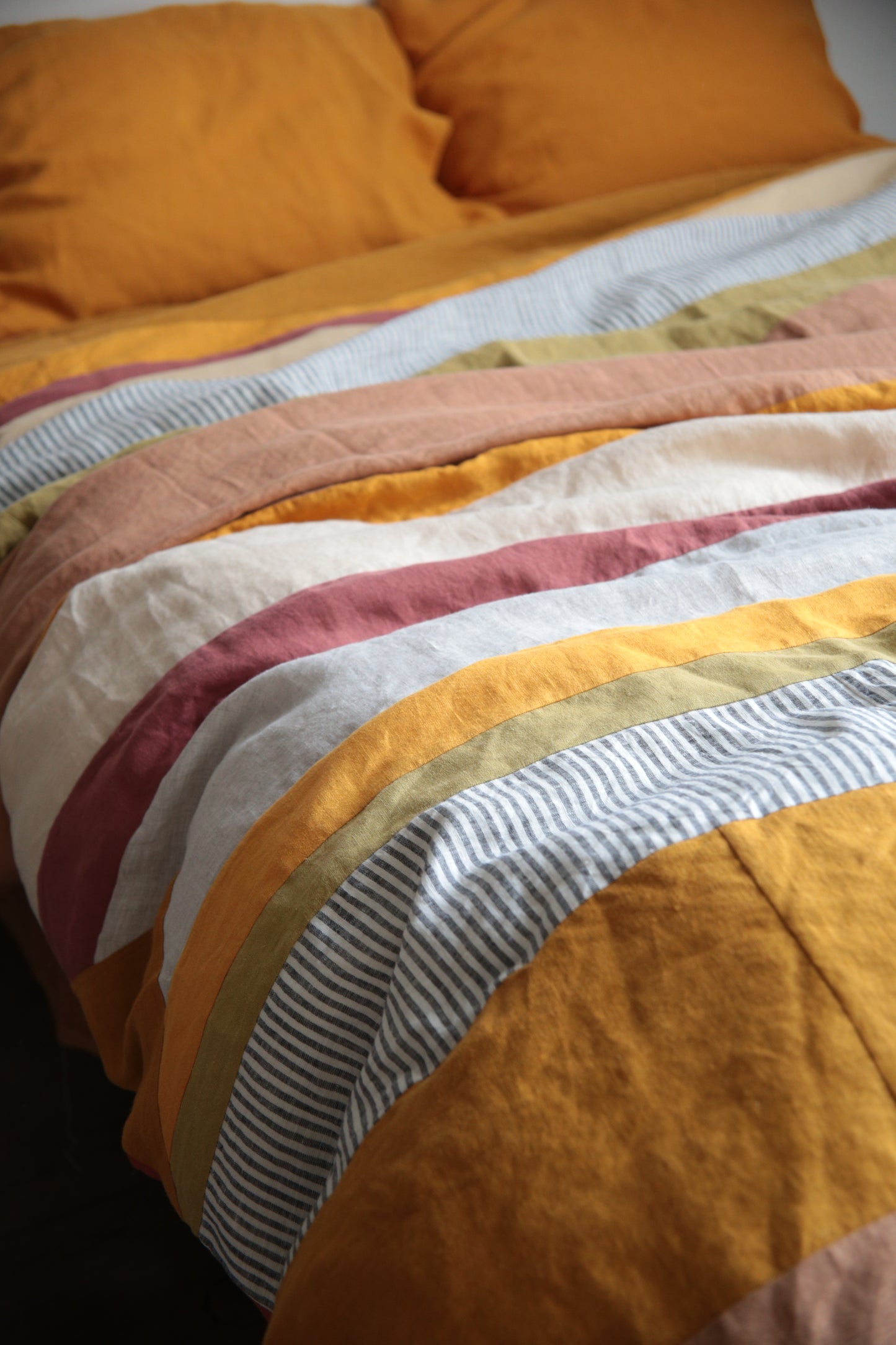 Patchwork linen duvet cover - US Queen size