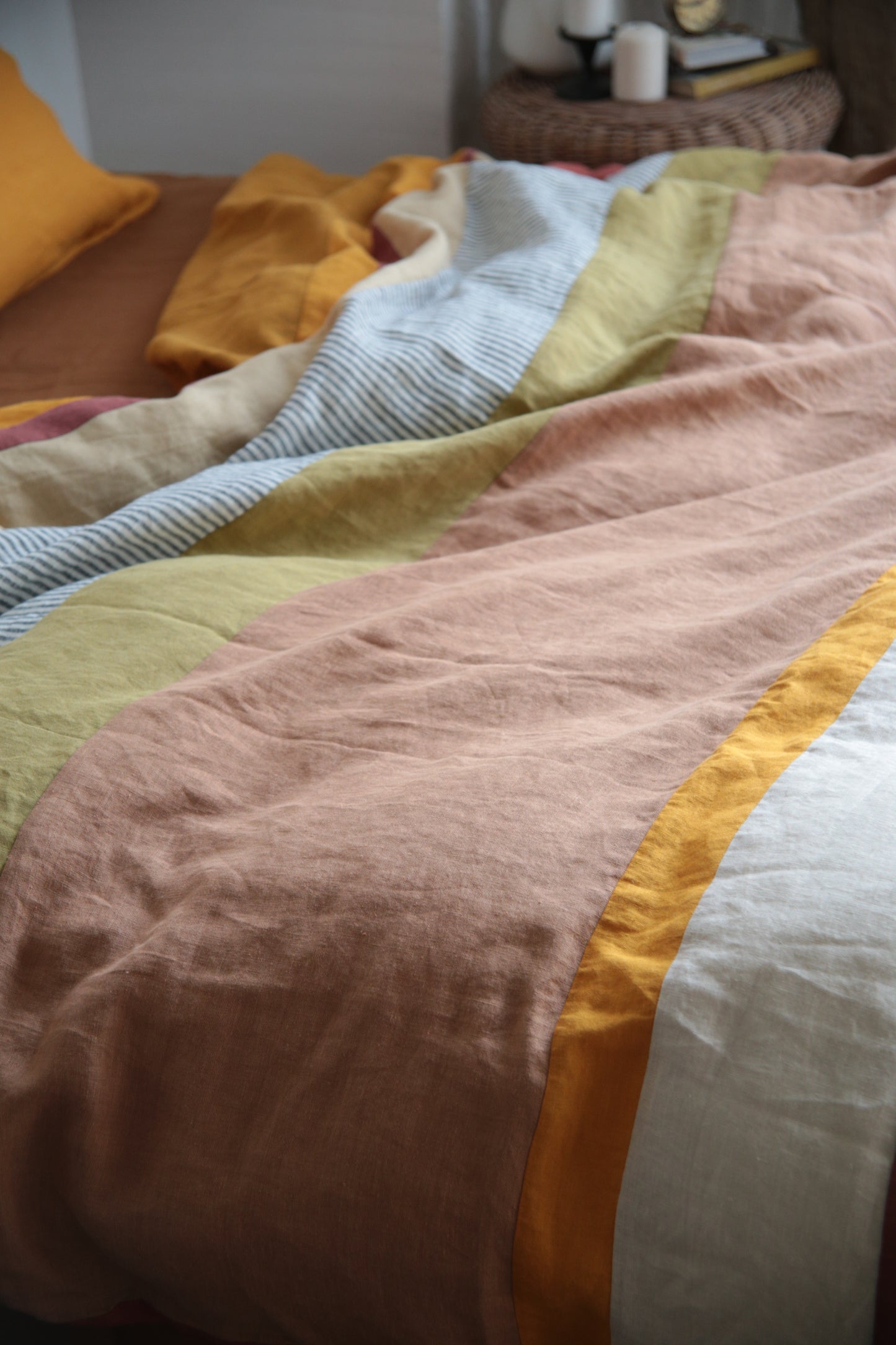 Patchwork linen duvet cover - US Queen size