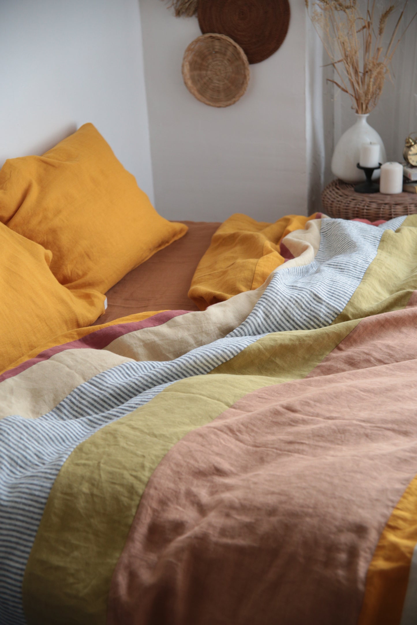 Patchwork linen duvet cover - US Queen size