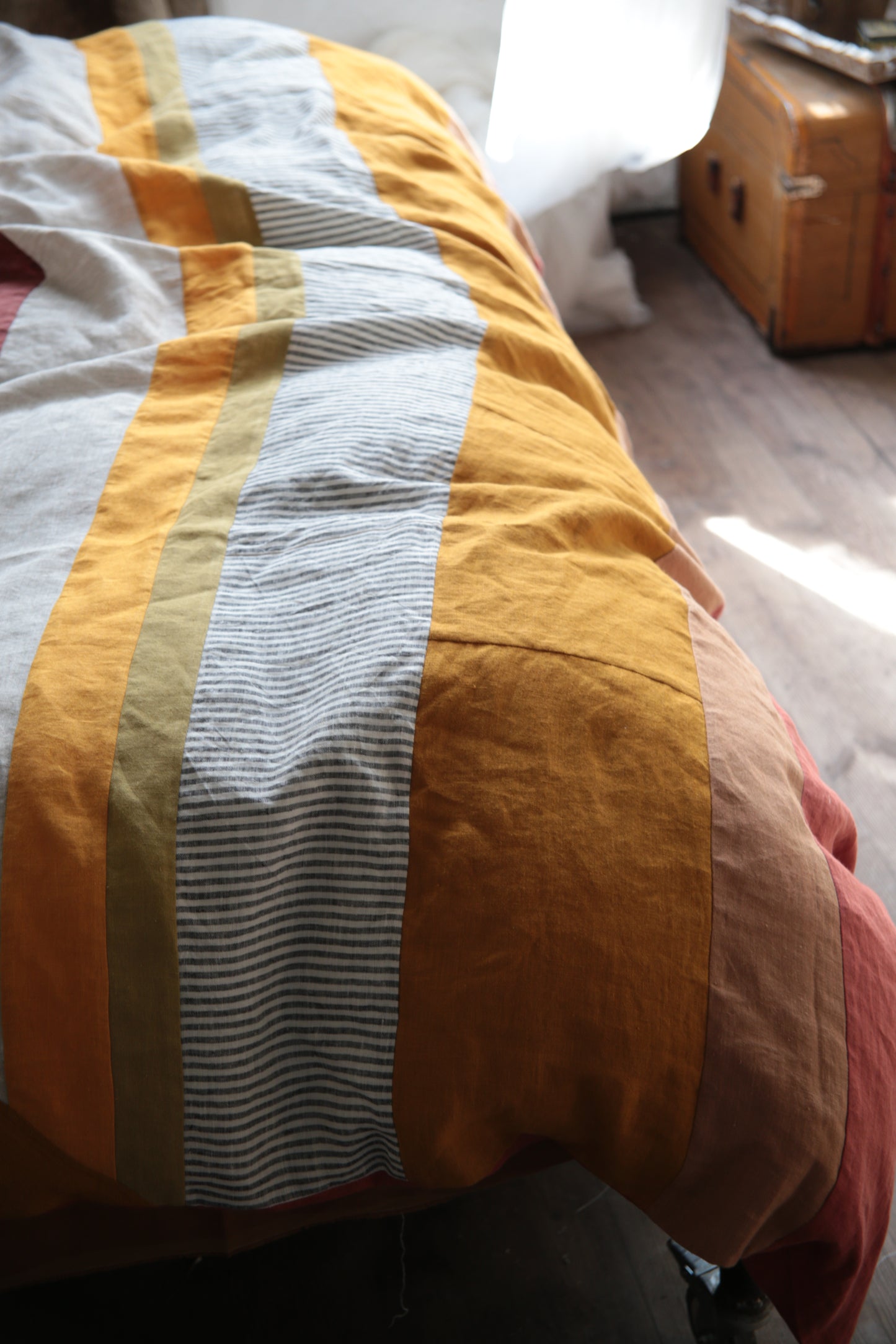 Patchwork linen duvet cover - US Queen size