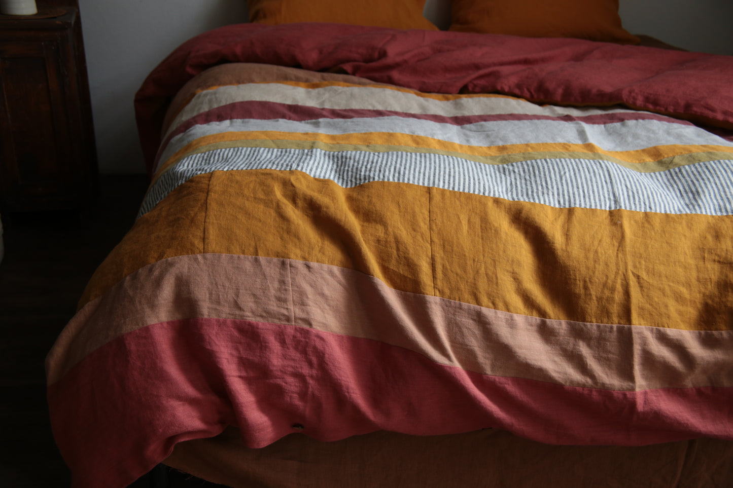 Patchwork linen duvet cover - US Queen size
