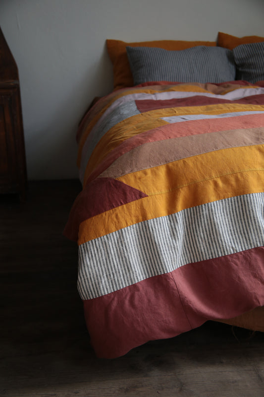 Patchwork linen duvet cover - US Queen size