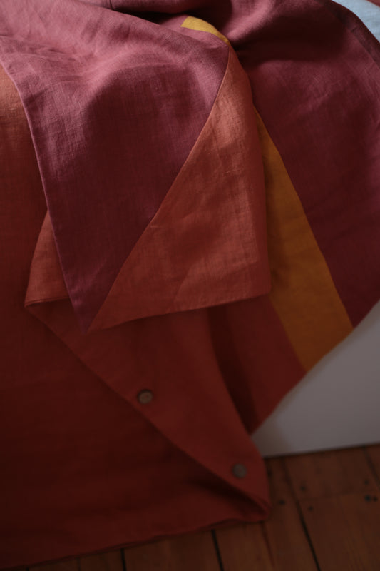 Patchwork linen duvet cover - Sunset - US/UK King size