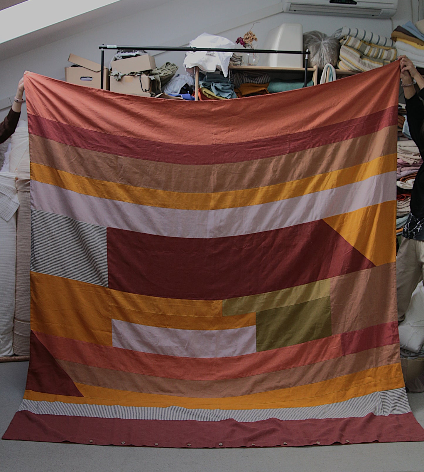 Patchwork linen duvet cover - US Queen size