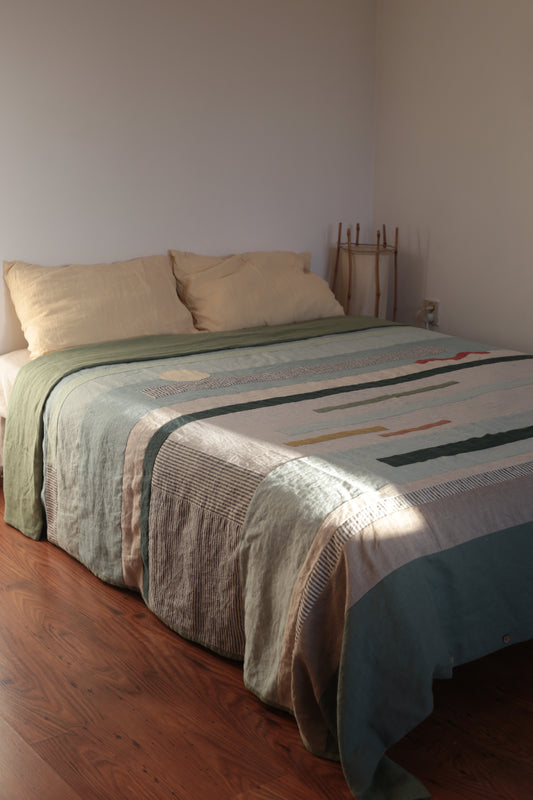 Patchwork linen duvet cover - US Queen size