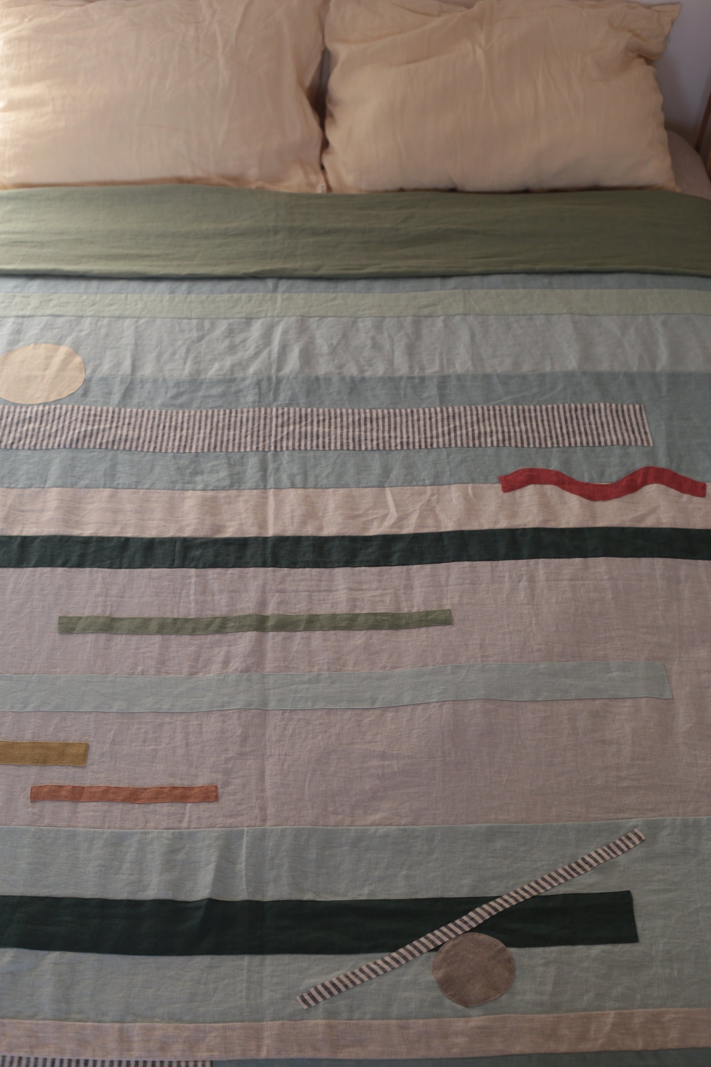 Patchwork linen duvet cover - US Queen size