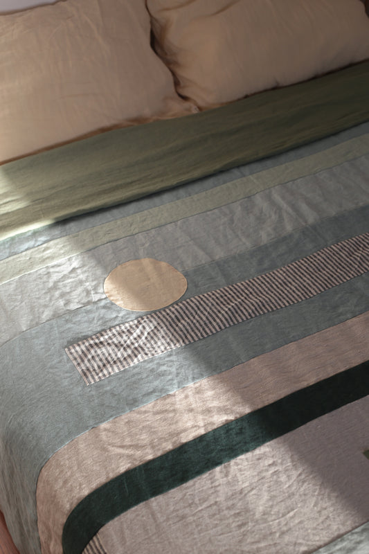 Patchwork linen duvet cover - US Queen size