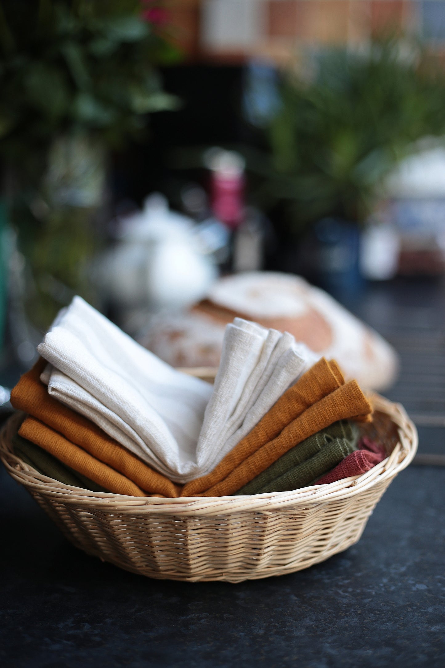 Linen Kitchen/Tea Towel in Brick Red colour