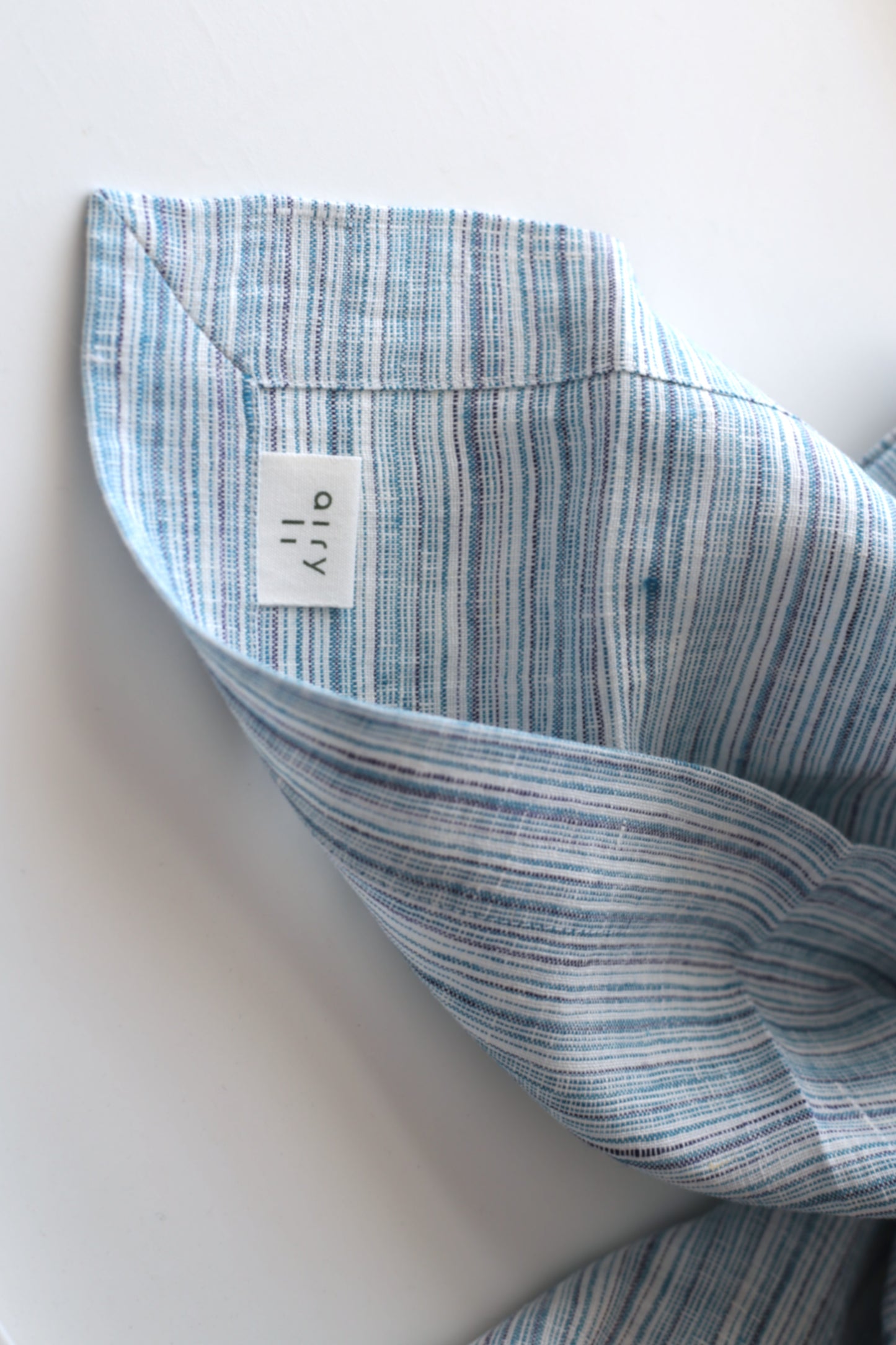 Linen napkins in Blue & Navy & White stripes