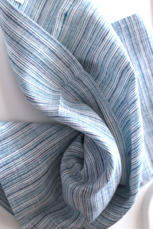 Linen napkins in Blue & Navy & White stripes