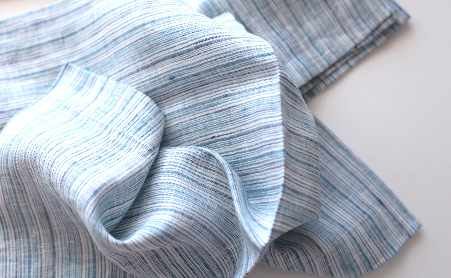 Linen napkins in Blue & Navy & White stripes