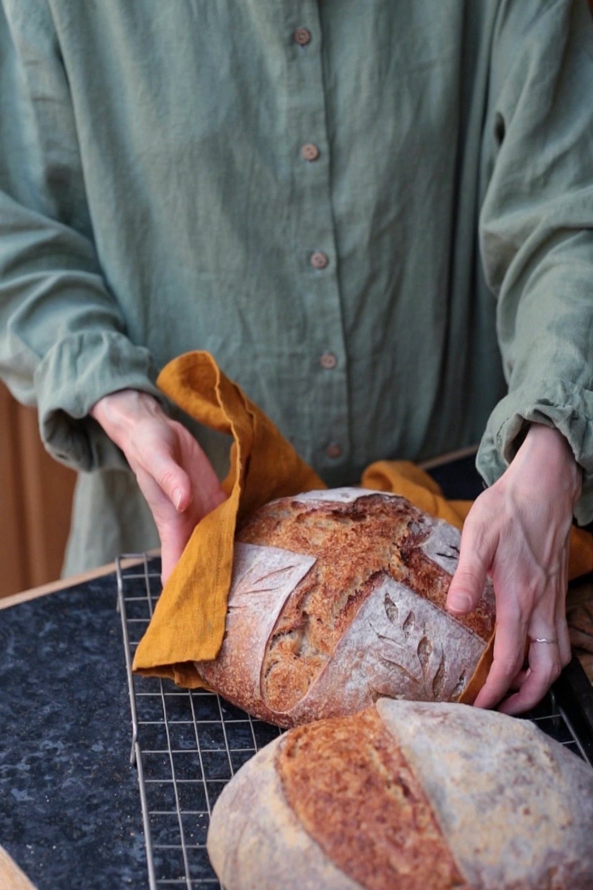 Linen Kitchen/Tea Towel in Honey Mustard color