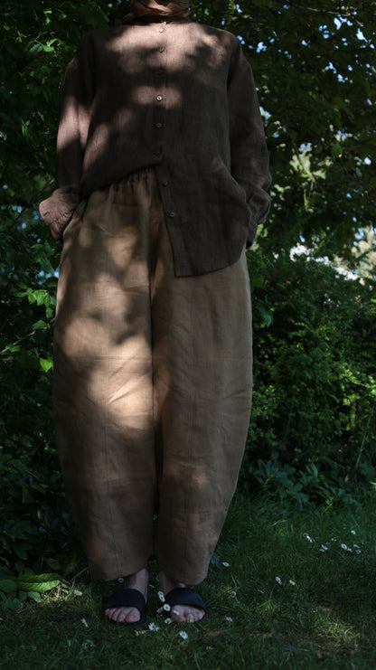 FUN linen pants for women in Hazelnut colour
