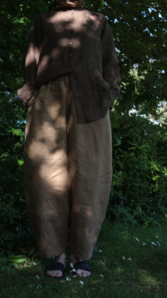 FUN linen pants for women in Hazelnut colour