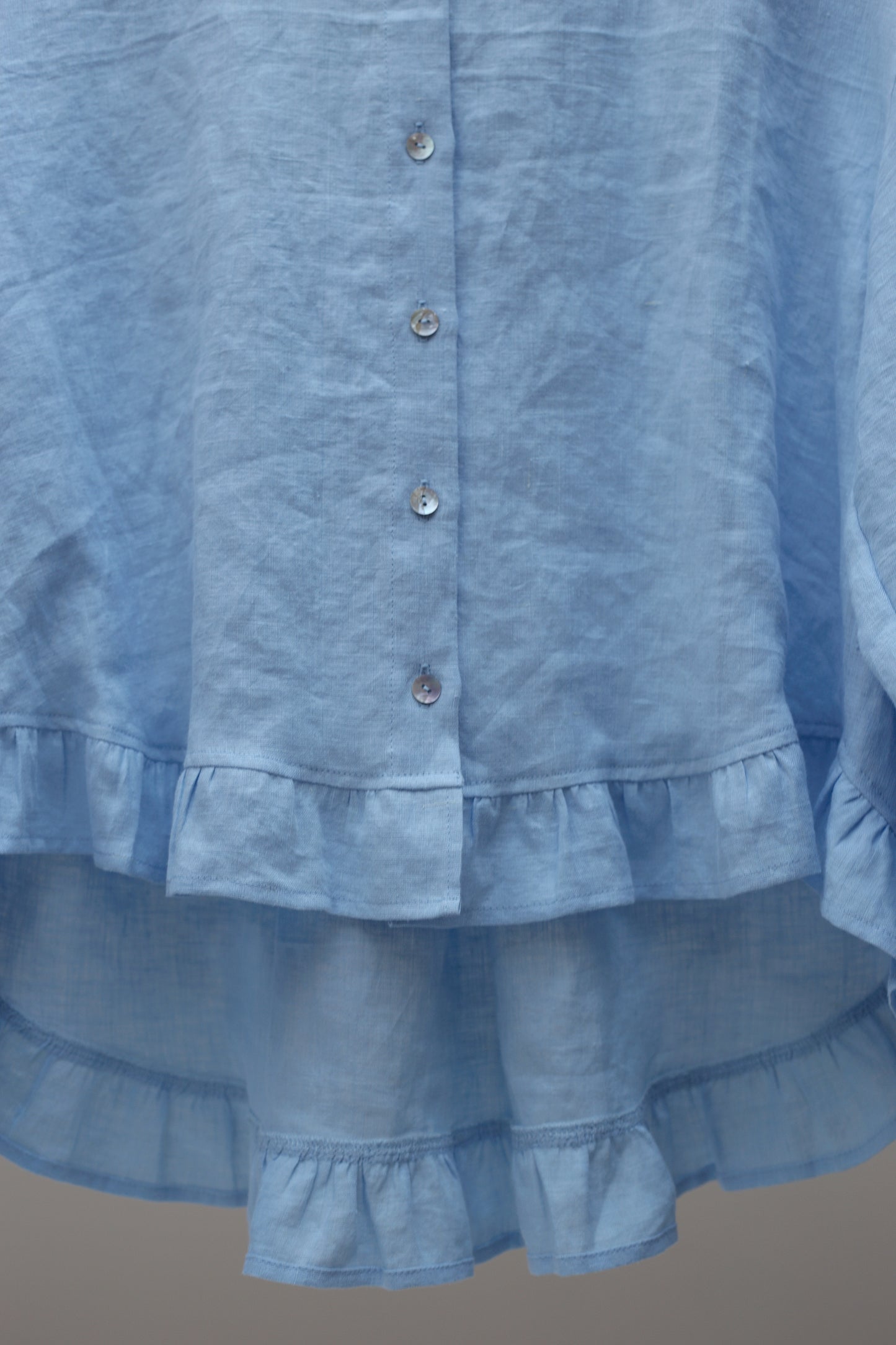 Dreamer linen blouse with frilled hand-finished cuffs
