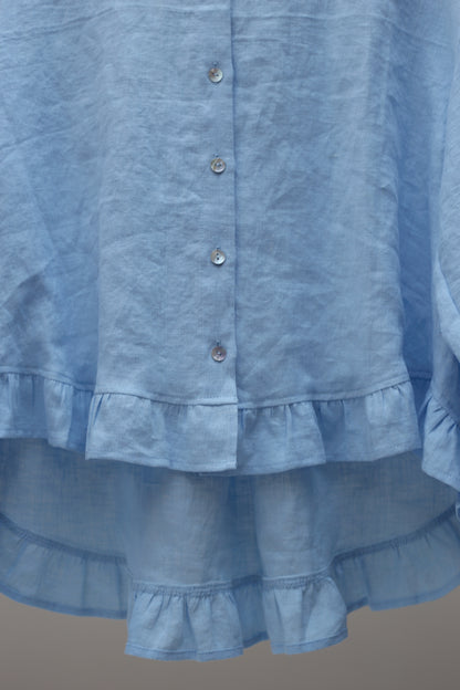Dreamer linen blouse with frilled hand-finished cuffs