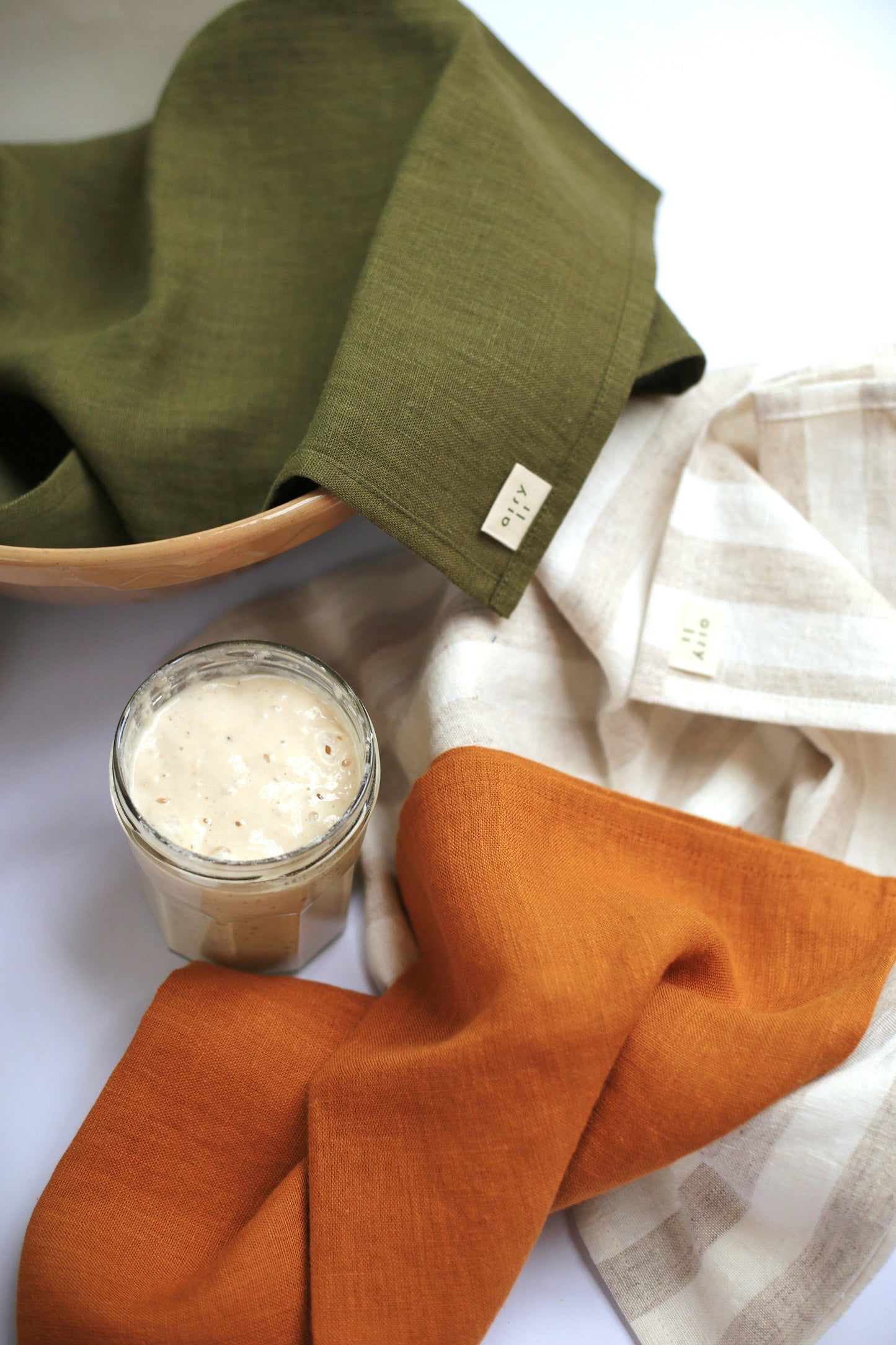 Linen Kitchen/Tea Towel in Milky/Natural Stripes