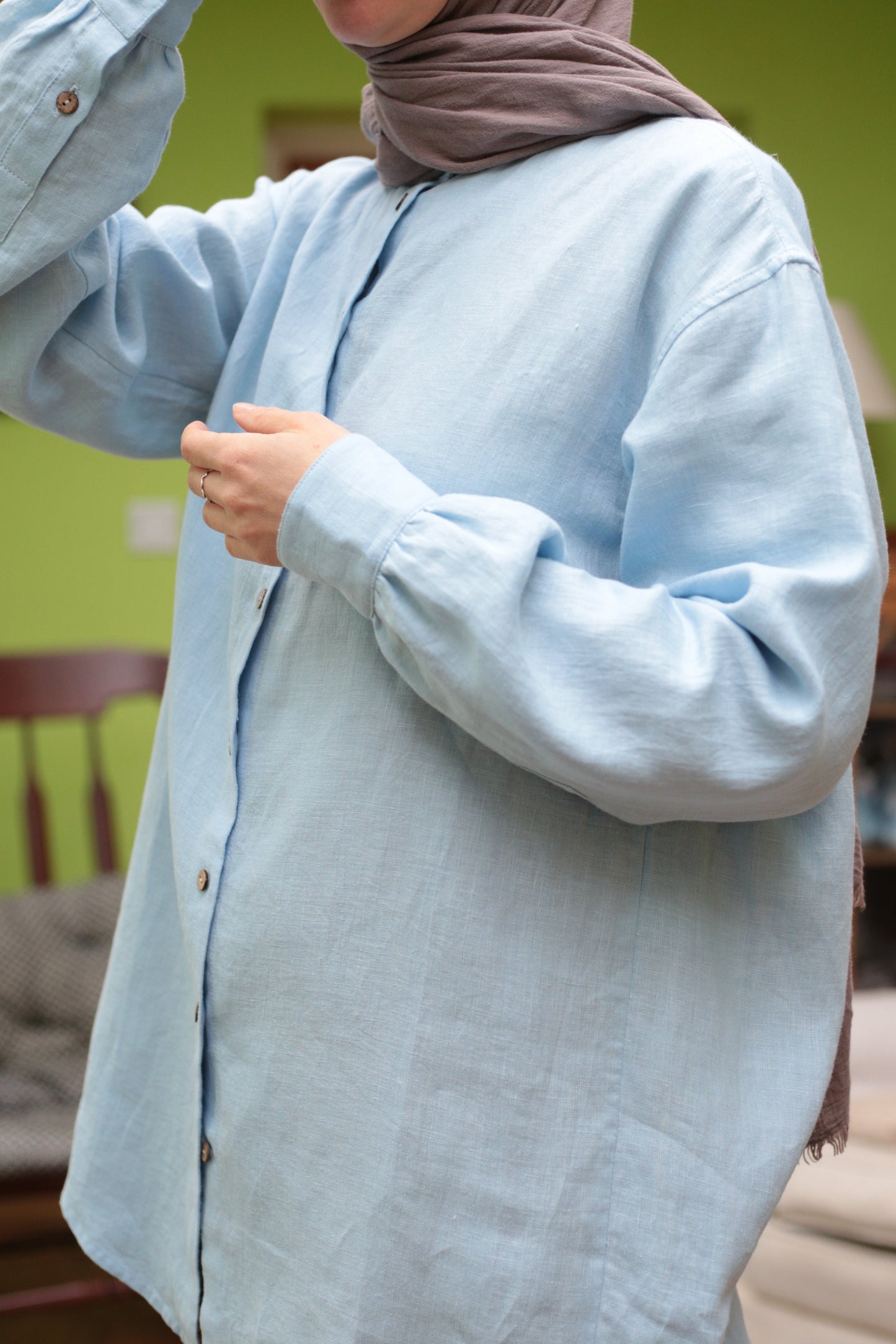 Traveller Linen Relaxed-fit Shirt shirt for women in Sky Blue colour