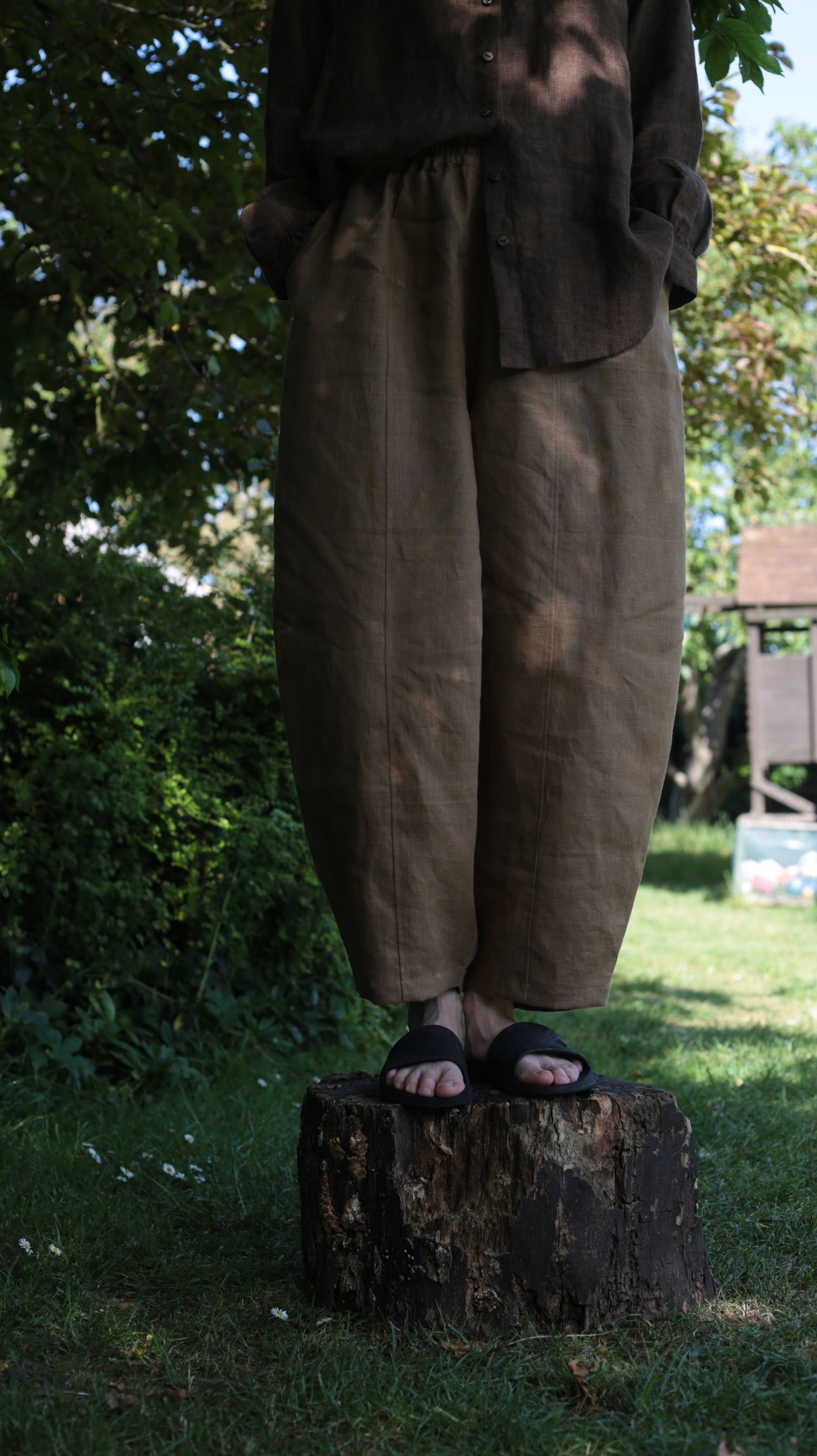 FUN linen pants for women in Hazelnut colour