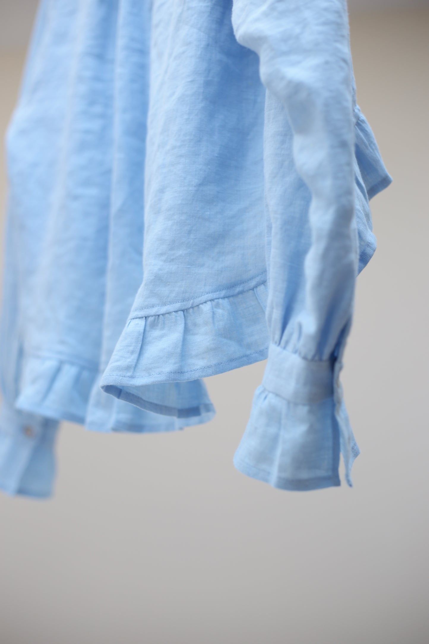 Dreamer linen blouse with frilled hand-finished cuffs