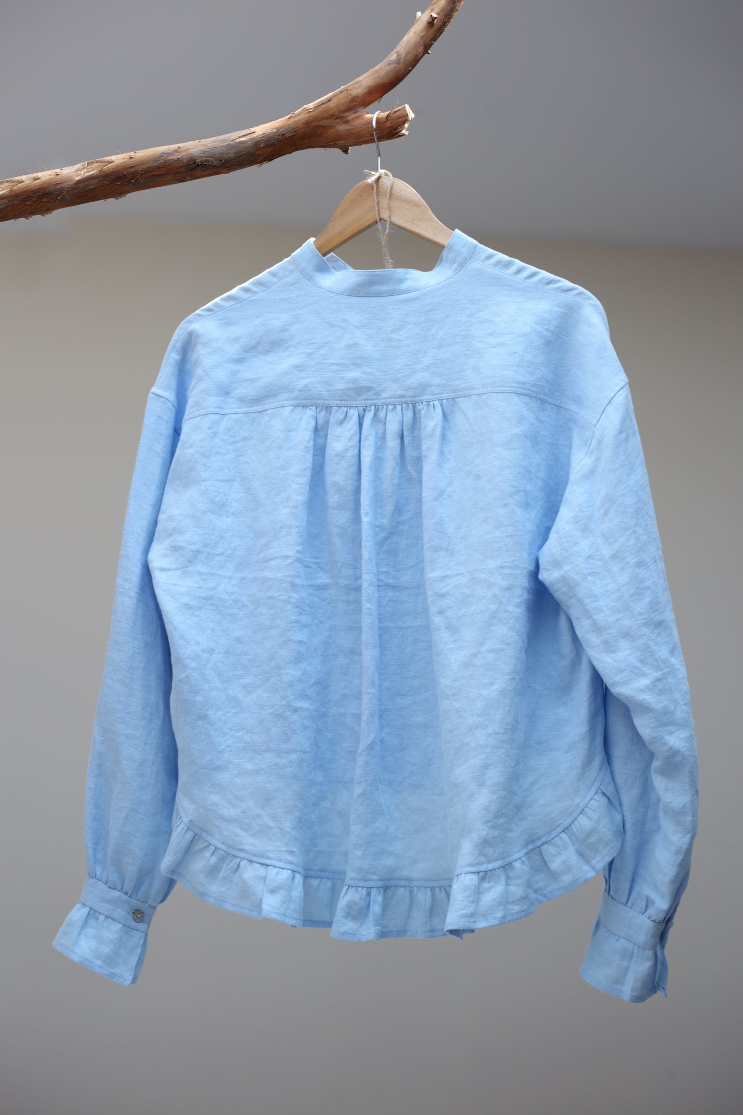Dreamer linen blouse with frilled hand-finished cuffs