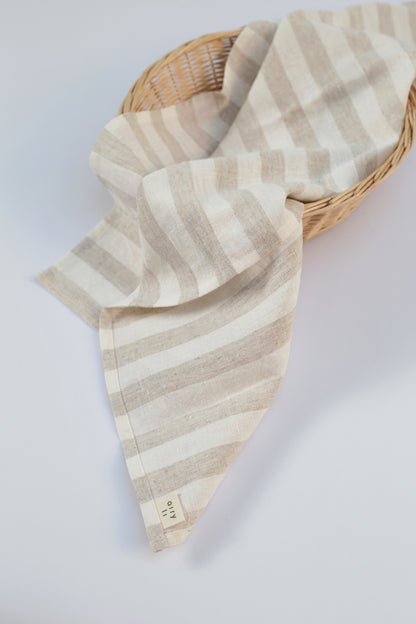 Linen Kitchen/Tea Towel in Milky/Natural Stripes