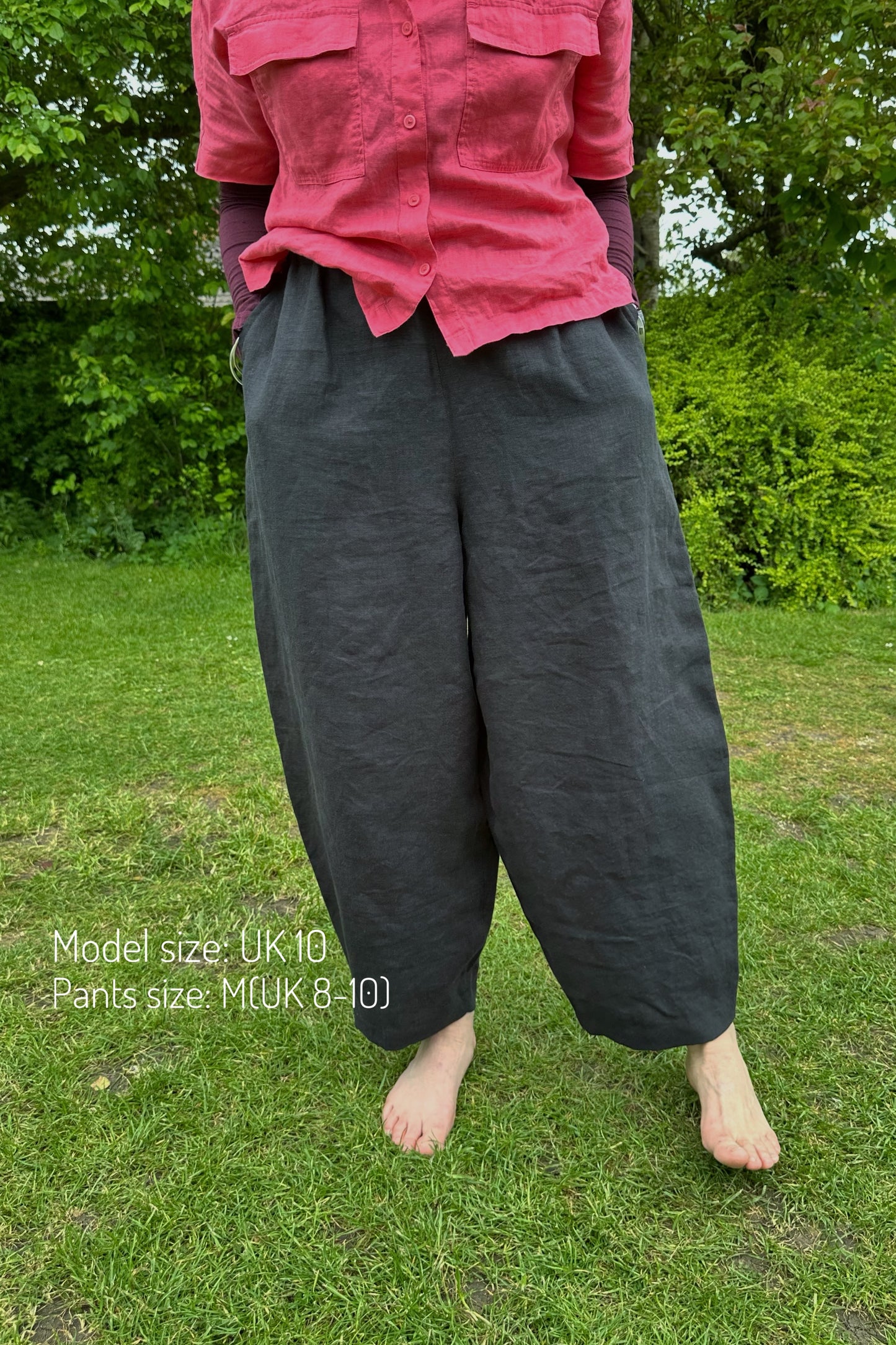 FUN linen pants for women in Black colour