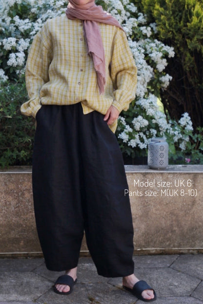 FUN linen pants for women in Black colour