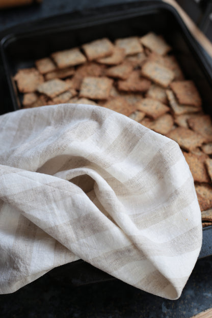 Linen Kitchen/Tea Towel in Milky/Natural Stripes