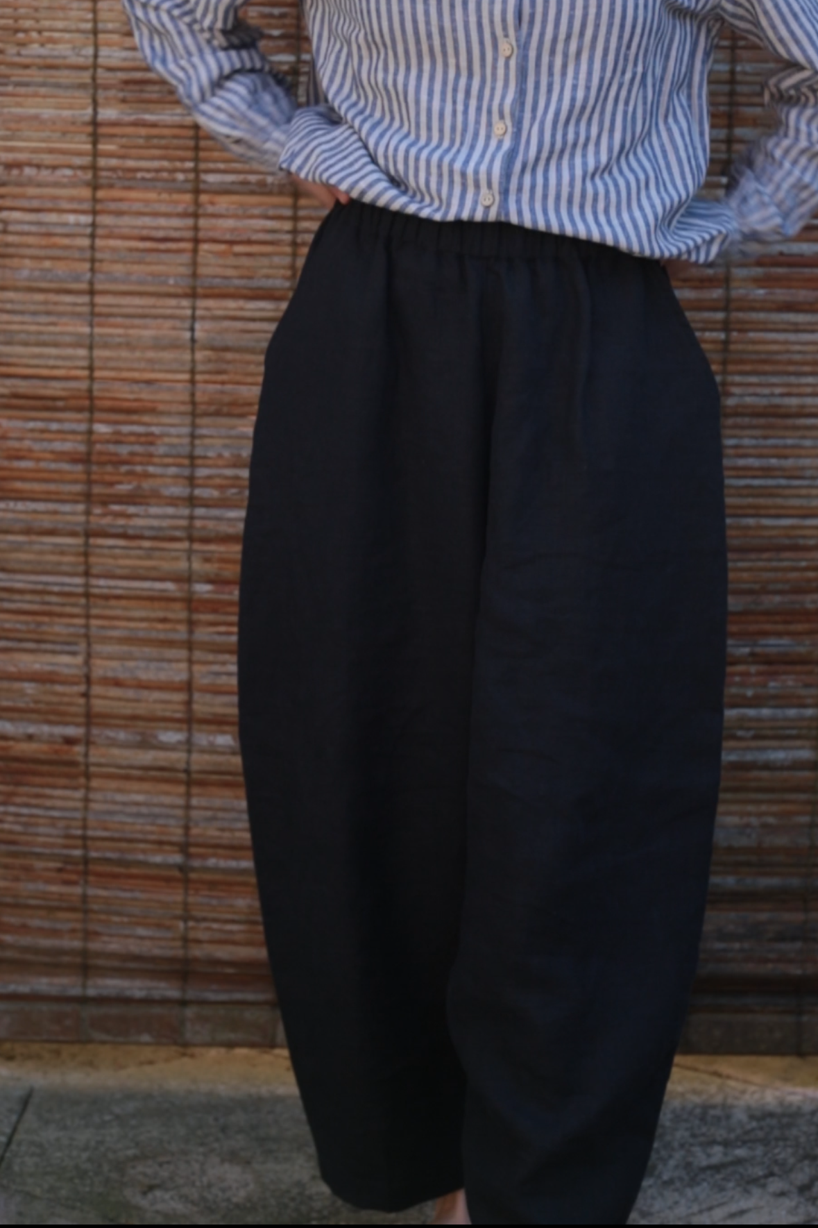 FUN linen pants for women in Black colour