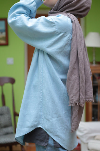 Traveller Linen Relaxed-fit Shirt shirt for women in Sky Blue colour