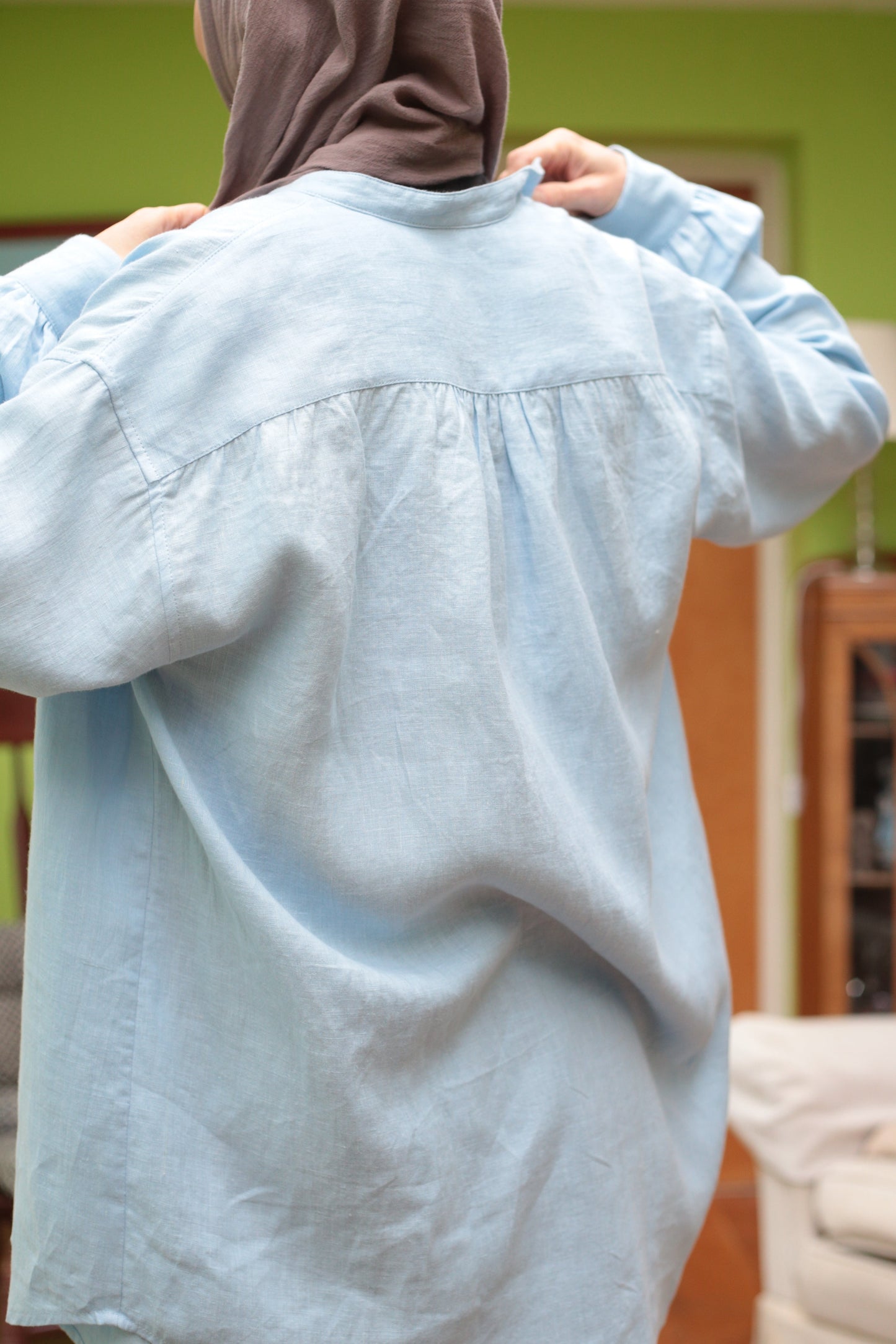 Traveller Linen Relaxed-fit Shirt shirt for women in Sky Blue colour