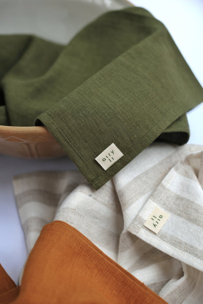 Linen Kitchen/Tea Towel in Milky/Natural Stripes