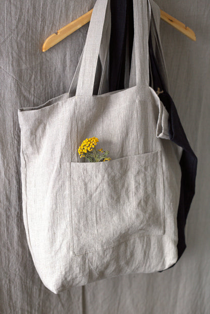 Heavy Duty Linen tote bag in Natural colour