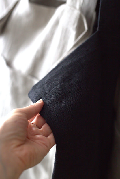 Heavy Linen tote bag in Black colour