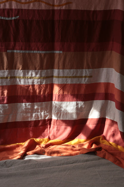 One-of-a-kind handmade patchwork linen duvet cover - Sunset