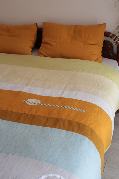 Patchwork linen duvet cover - US Queen size