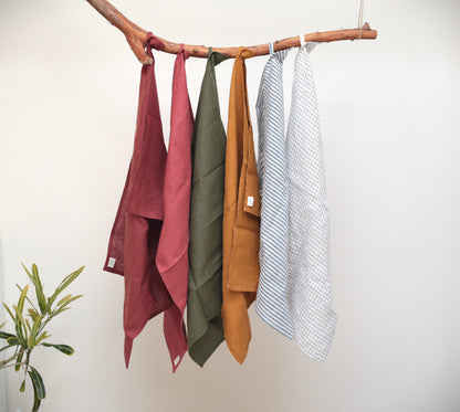 Linen Kitchen/Tea Towel in Brick Red colour