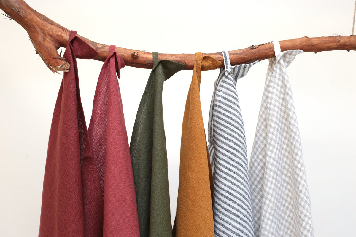 Linen Kitchen/Tea Towel in Brick Red colour