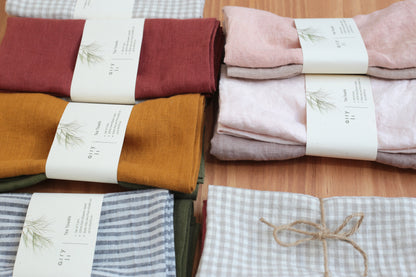 Linen Kitchen/Tea Towel in Nectarine Colour