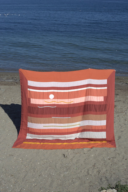 Patchwork linen duvet cover - Sunset - US/UK King size