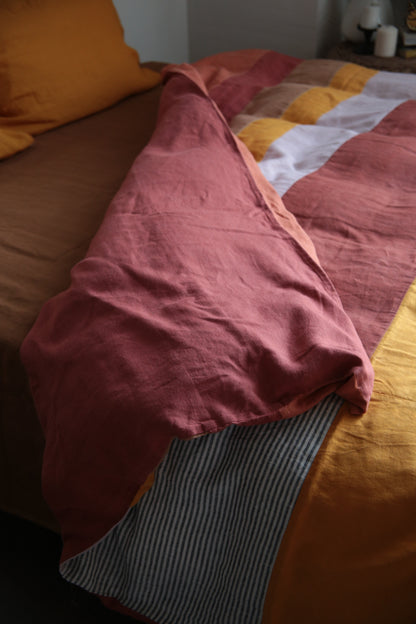 Patchwork linen duvet cover - US Queen size