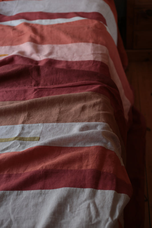 One-of-a-kind handmade patchwork linen duvet cover - Sunset