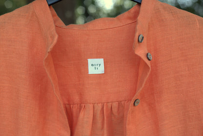 Traveller Linen shirt for women with stand collar in Juicy Orange