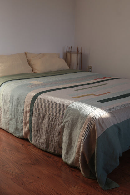 Patchwork linen duvet cover - US Queen size