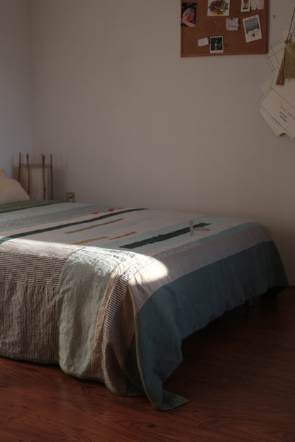 Patchwork linen duvet cover - US Queen size